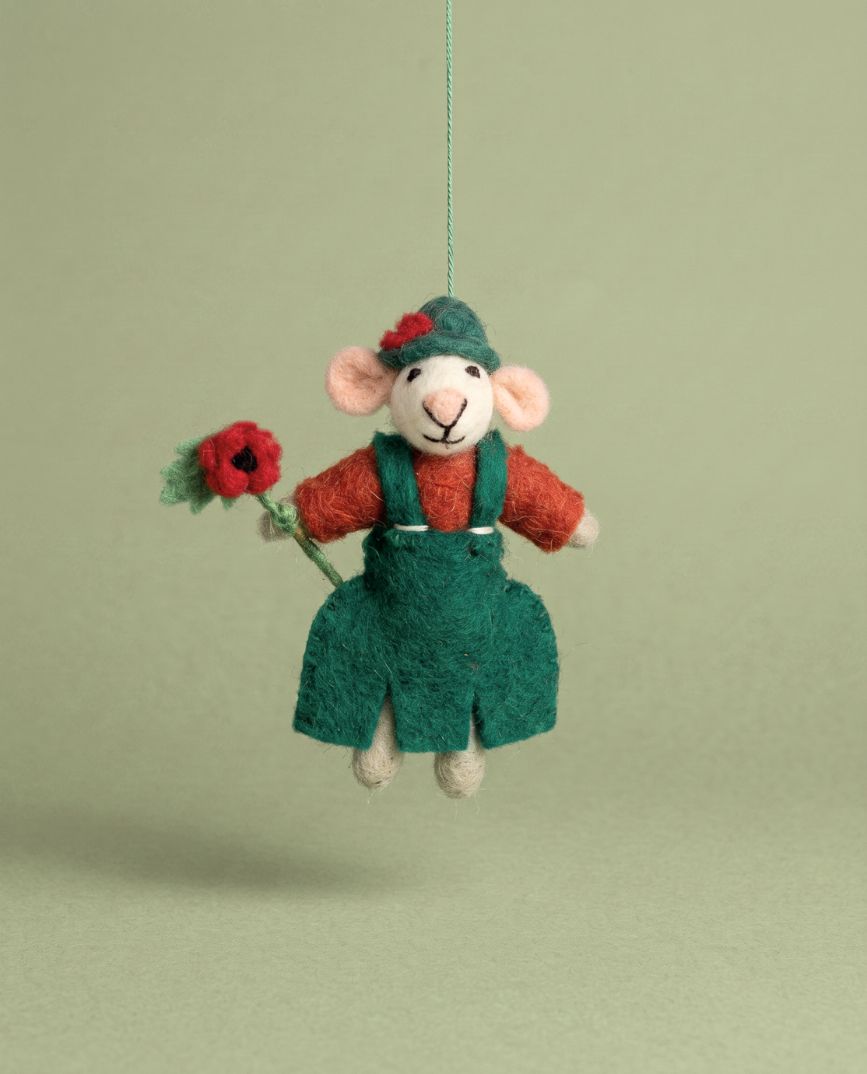 Poppy Mouse Wool Decoration (Remembrance)