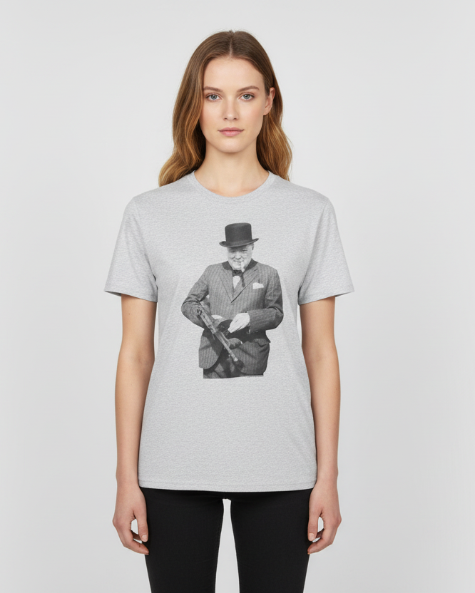 Grey Marl Churchill Tommy Gun T-shirt