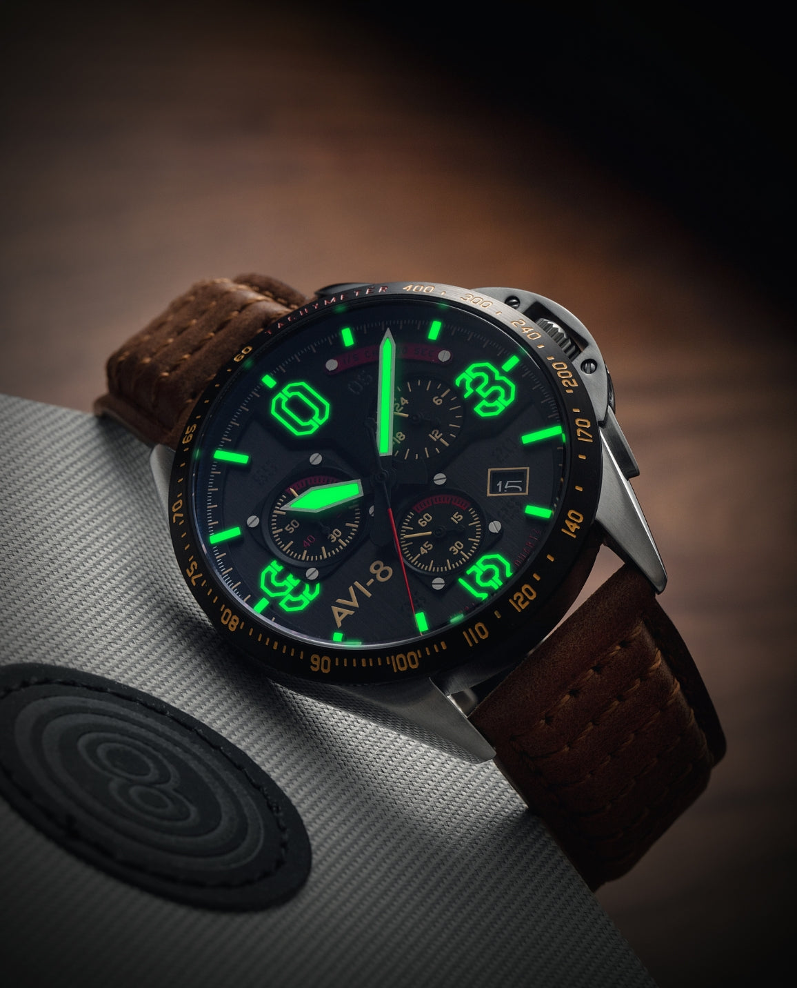 AVI-8 P-51 Mustang Bronze Oak Chronograph Watch
