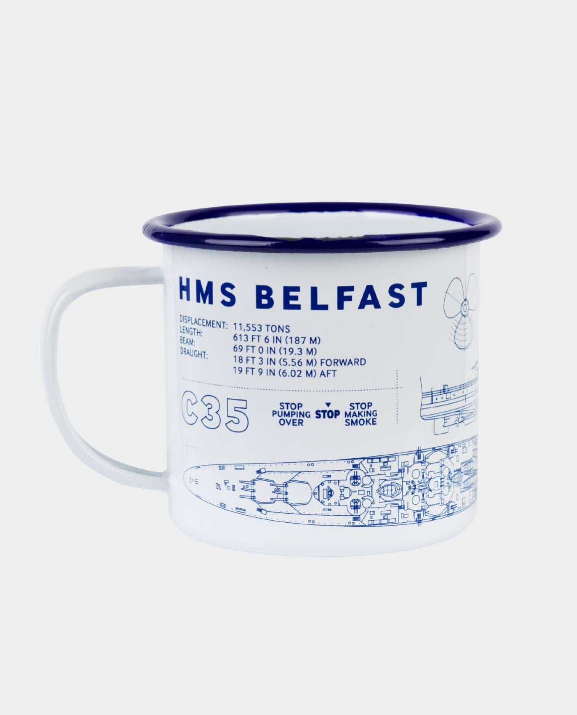 HMS Belfast Blueprint Enamel Mug