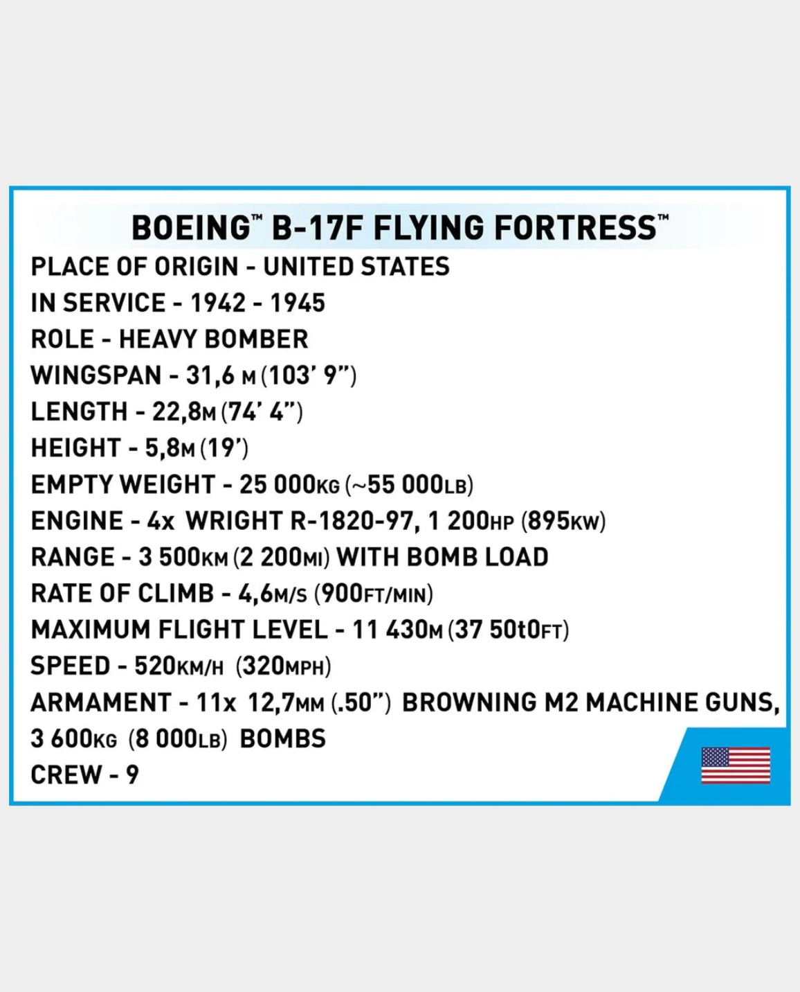 COBI B-17 Flying Fortress Brick Set
