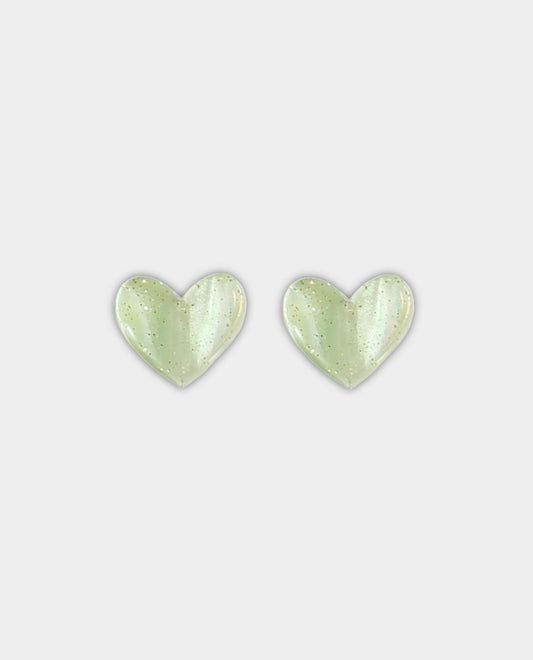 Acrylic Heart Mini Studs Pearl Green