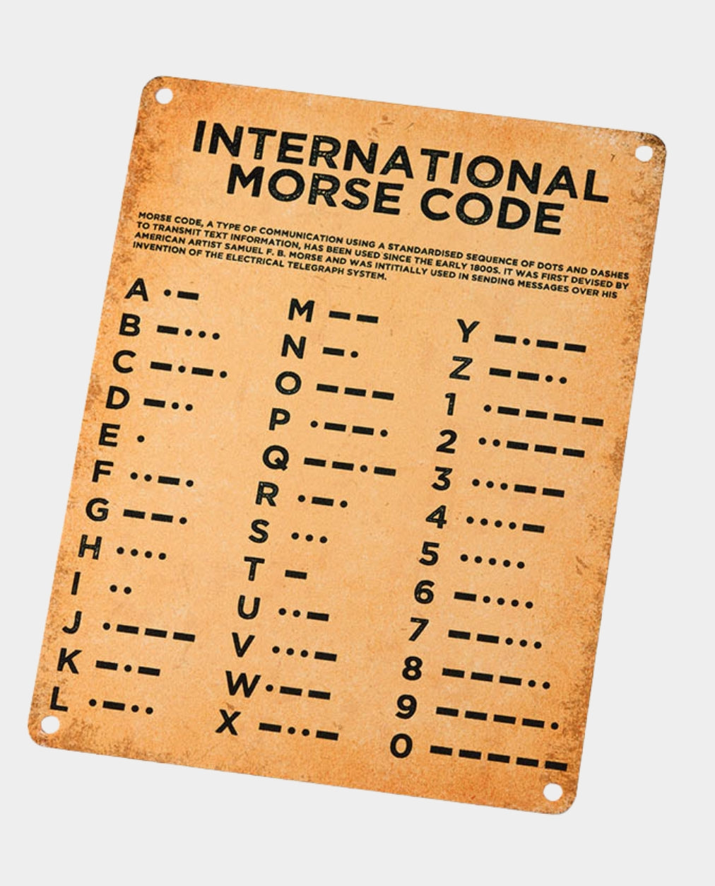 Morse Code Metal Sign