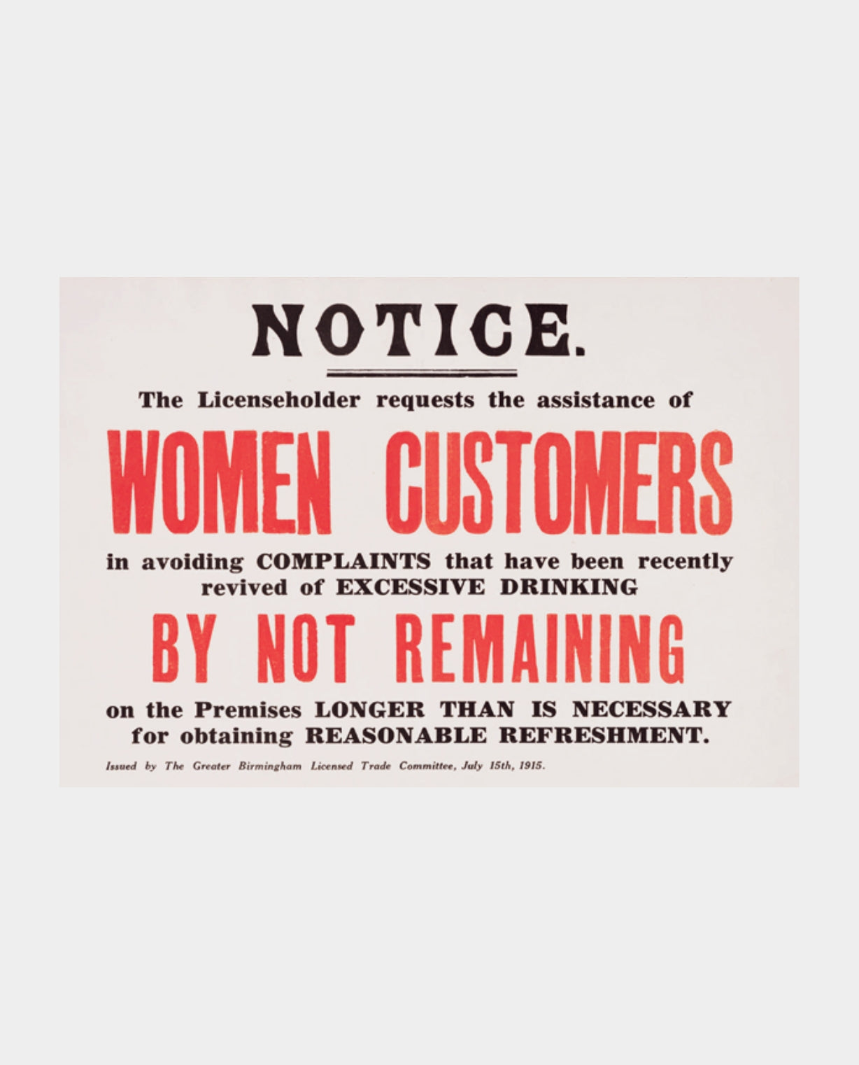 Notice To Women Customers Print