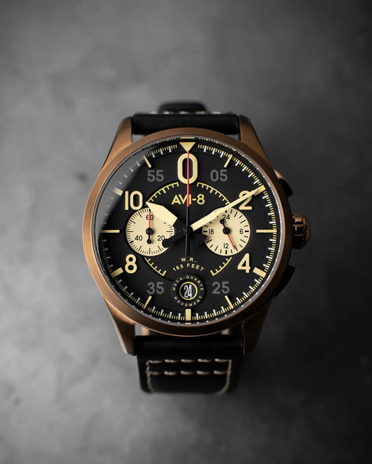 AVI-8 Spitfire Void Black Lock Chronograph Watch