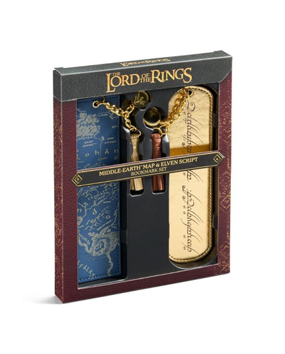 Middle-Earth Map and Elven Script Bookmark Set
