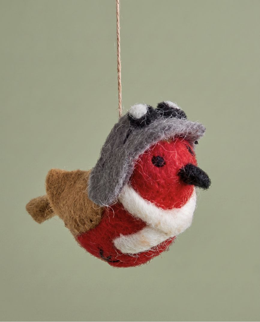 Aviator Robin Wool Decoration