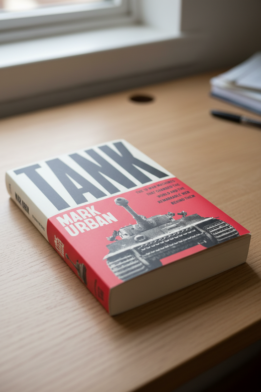 Book cover of 'Tank' by Mark Urban with a black tank illustration on a red background