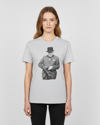 Grey Marl Churchill Tommy Gun T-shirt