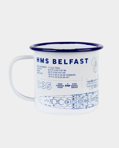 HMS Belfast Blueprint Enamel Mug