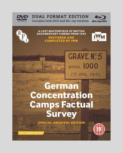DVD cover of 'German Concentration Camps Factual Survey' with a brownish color scheme.