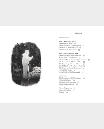 A printed book or booklet interior page showing a black-and-white photograph of two people embracing on the left and a contents page with chapter and poem titles on the right, photographed against a white background.