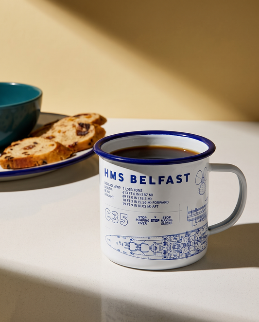 HMS Belfast Blueprint Enamel Mug