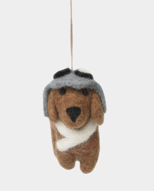Aviator Dog Wool Decoration