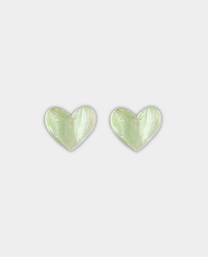 Acrylic Heart Mini Studs Pearl Green