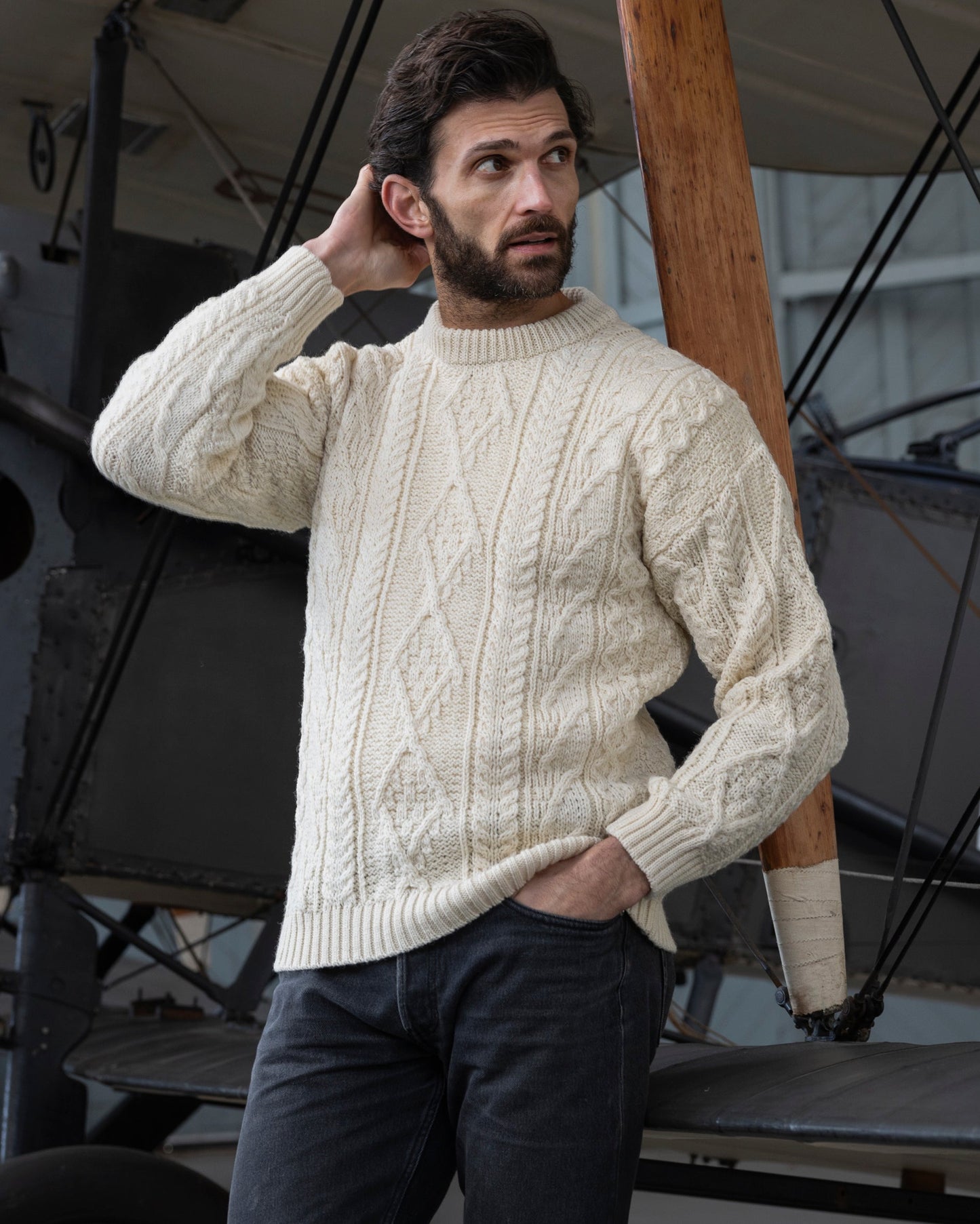 Cream Cable Knit Wool Jumper