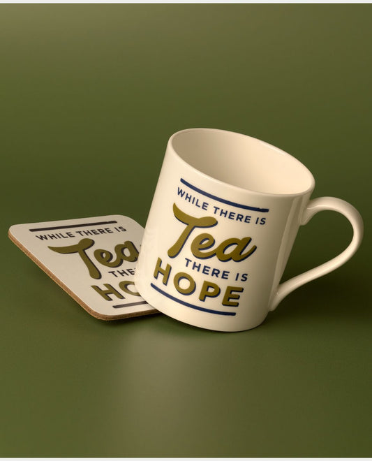 While There is Tea There is Hope Mug and Coaster Gift Set