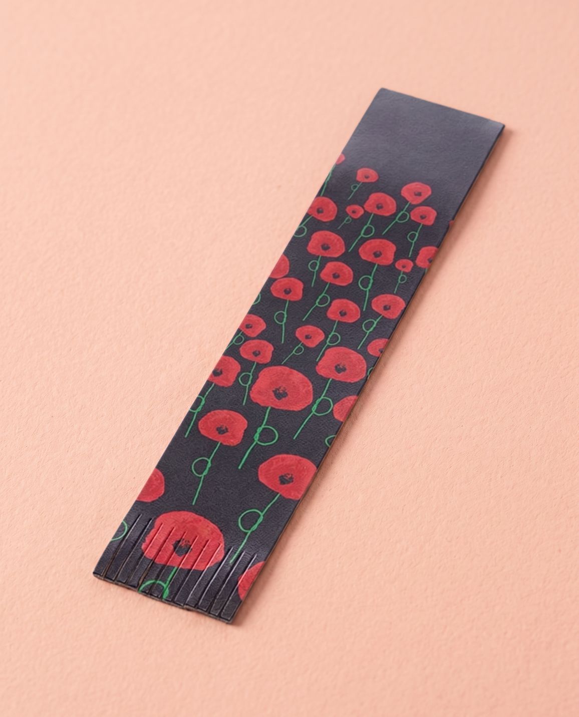 Recycled Leather Poppy Bookmark