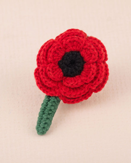 Fair Trade Crocheted Poppy Brooch
