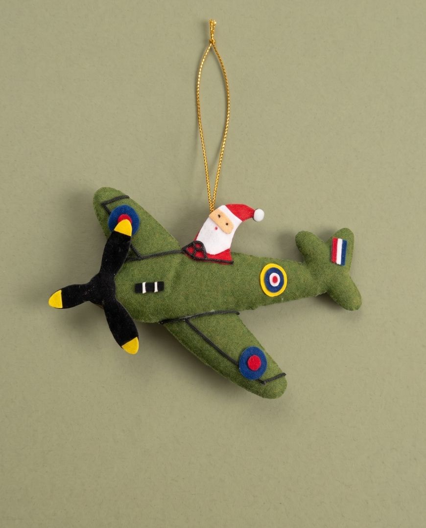 Felt Santa In A Spitfire Decoration