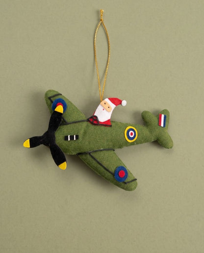 Felt Santa In A Spitfire Decoration