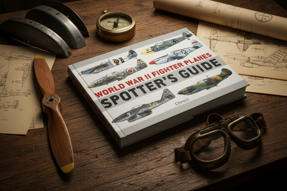 Book cover of 'World War II Fighter Planes Spotter's Guide' by Osprey with illustrations of various aircraft.