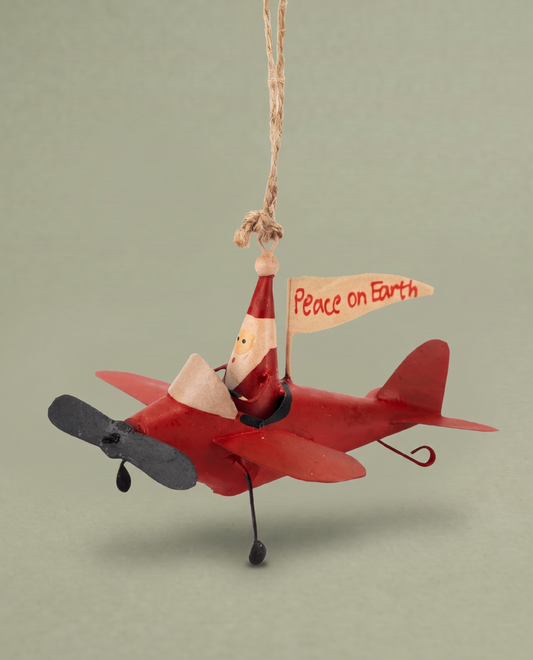Red Santa Aeroplane Decoration