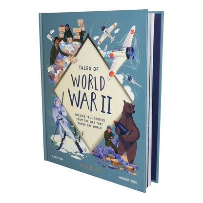 Book titled 'Tales of World War II' with illustrations on the cover