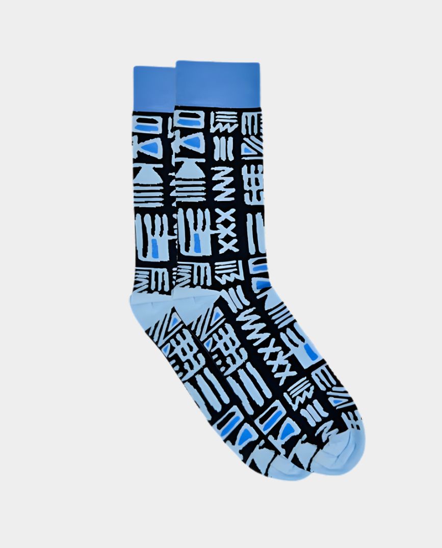 Tribal Blue Socks L/XL