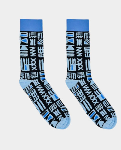 Tribal Blue Socks L/XL