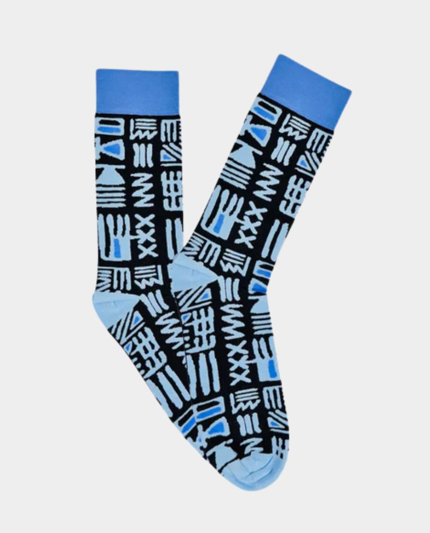 Tribal Blue Socks L/XL