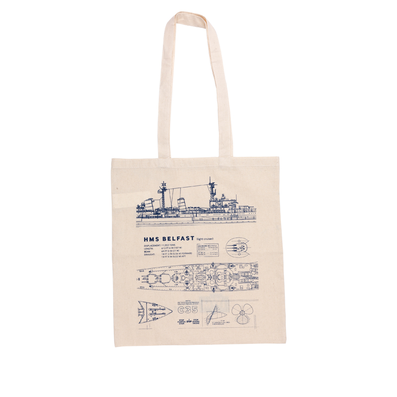 HMS Belfast blueprint tote bag