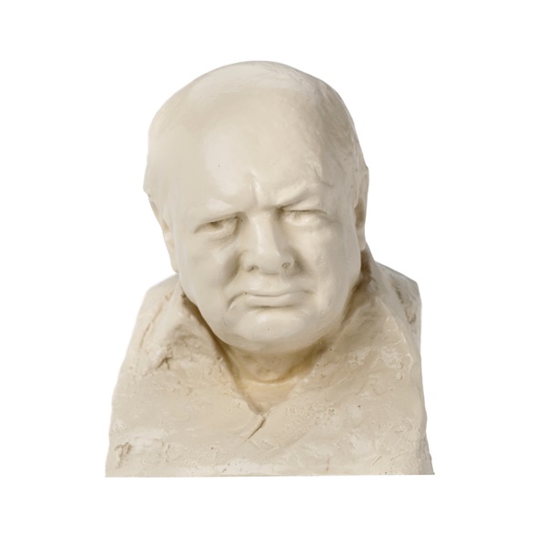 Museum White Finish Winston Churchill Bust Statue 