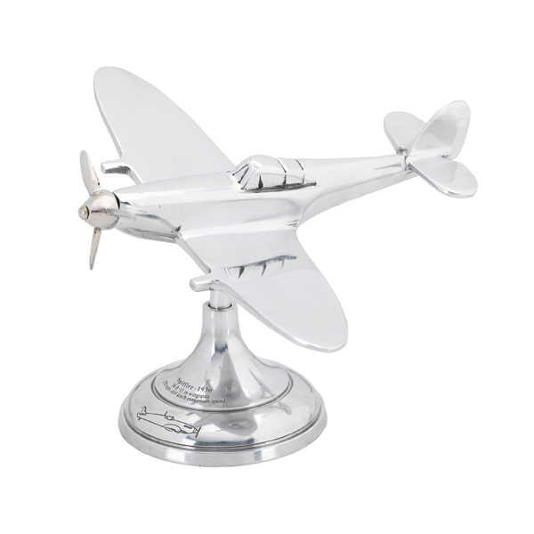 Aluminum Spitfire Sculpture Plane Trench Art Desk Model 15cm